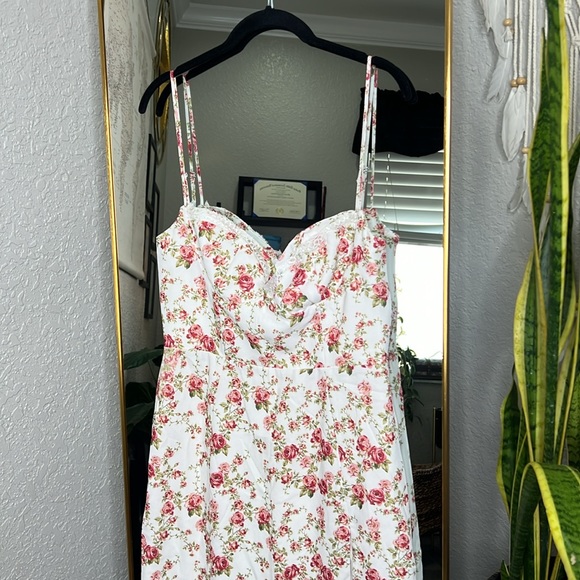 HOUSE OF CB 'Charlotte' Rose Print Corset Midi Sundress NWOT - Picture 11 of 13